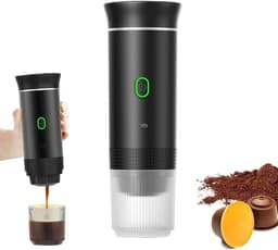 Koffiezetapparaat - 1 stuk - Draadloos draagbaar koffiezetapparaat - 3-in-1 multifunctioneel koffiezetapparaat - 0,5 L - 3-5 kopjes - Elektrisch koffiezetapparaat - Geschikt voor kleine capsules, grote capsules en koffiepoeder -Zwart — thumbnail 1