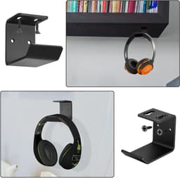 Premium Wandmontage Hoofdtelefoonhouders met Kabelbeheer - Stevige en Ruimtebesparende Oplossing voor Draadloze en Bedrade Hoofdtelefoons - Zwart en Duurzaam — thumbnail 2