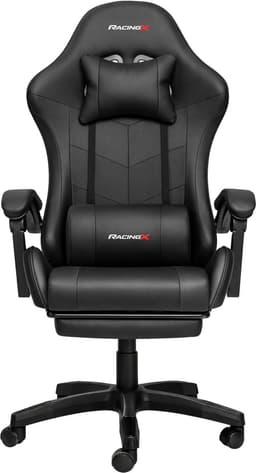 RACINGX- Game Stoel Met Voetsteun - Gaming Stoel - Ergonomische Bureaustoel - Gamestoel - Verstelbaar - Gaming Chair - Zwart — thumbnail 2
