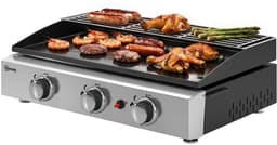 Gasgrill - Gasbarbecue met 3 Branders - Draagbare Gasbarbecue en grill - 7,5 kW - Grillwagen - Tafelgrill - met Keramische Coating, Grillrooster & Warmhoudrek - 62 x 44 x 21 cm - Zwart — thumbnail 3