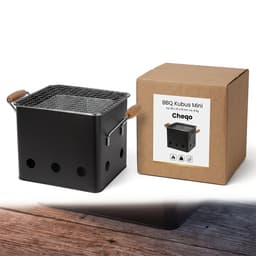 Cheqo® BBQ Kubus - Mini-Barbecue - Houtskool BBQ - Tafelbarbecue - Draagbare Grill - Camping BBQ - Picknick BBQ - Outdoor BBQ - Balkon Barbecue - Eenpersoons BBQ - Meeneem BBQ - Tuinfeest BBQ - Mat Zwart - Barbecue - Kolen BBQ - Tuin BBQ - Grill — thumbnail 3