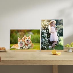 A4 Displaystand van Acrylic met Houten Basis, Verticaal of Schuin, Menuhouder voor Restaurant, Kantoor en Bruiloft — thumbnail 3