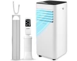 SereneLife Mobiele Airco - 10.000 BTU - Airconditioner met Verwarming - WiFi - Koelen, Verwarmen en Ontvochtigen - Inclusief Raaminstallatiekit - Grijs
