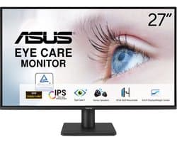 ASUS VA27AQ Eye Care - QHD IPS Monitor - EPEAT en TCO gecertificeerd - 75Hz - Speakers - 1ms - 27 Inch