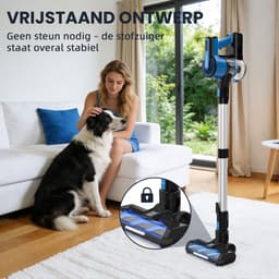 Grenintol V870 Steelstofzuiger - Snoerloze Stofzuiger met Accu - Draadloos Steelstofzuiger - 60000Pa Krachtige Zuigkracht - 350W Borstelloze Motor - 1.6L Grote Stofbak - HEPA Filter - LED Verlichting - Voor Dierenharen & Harde Vloeren - Blauw — thumbnail 5