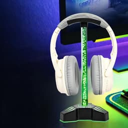 Hoofdtelefoonstandaard met oplader - Headset hanger rek - Bureau organiseren - Met RGB-verlichting - 27.5 cm - Zwart — thumbnail 4