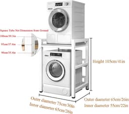 Wasmachine Droger Stapelrek - Opbergrek Boven Wasmachine - Ruimte Besparen - Verstelbare Hoogte - 400 kg Laadvermogen - Wit — thumbnail 5