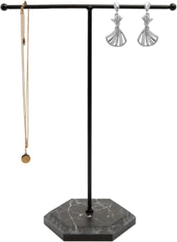 Sieradenstandaard voor Kettingen, Armbanden, Oorbellen en Ringen van Metaal met Marmeren Voet, Zwart Design — thumbnail 1