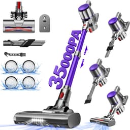 Authmic Steelstofzuiger Draadloos - 35.000Pa Zuigkracht - 6-in-1 Multifunctioneel Ontwerp - 6*2200mAh - 50 Min - GreenEye Technologie - Wandbeugel - Geschikt voor Huisdierharen, Tapijt en Harde Vloeren - Paars — thumbnail 1