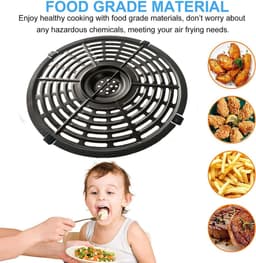 Airfryer Crisper Tray - Grill Pan Plate - Koken van Snacks - Dubbele Coating - 20.5 x 20.5 cm - Zwart — thumbnail 5