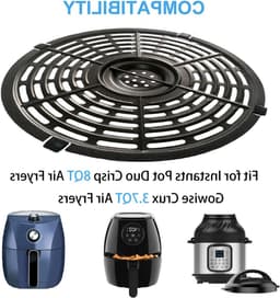 Airfryer Crisper Tray - Grill Pan Plate - Koken van Snacks - Dubbele Coating - 20.5 x 20.5 cm - Zwart — thumbnail 1
