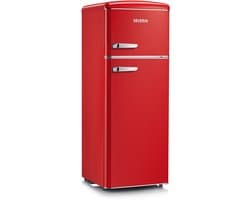 Severin RKG 8944 Retro Koel-vriescombinatie Dubbeldeurs – 206L – Rood – LED Verlichting – Energiezuinig