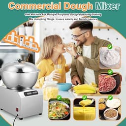 Elektrische Deegmixer - Kneedmachine Keuken - Brood Deeg Maken - Krachtige 2200W Motor - Tot 8kg Deeg - Zilver — thumbnail 3