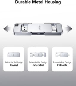 Draagbare SSD - Externe Opslag - Bestanden Overzetten - Dubbele USB Connectoren - 512 GB - Zilver — thumbnail 2