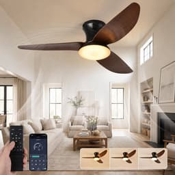 MUPOO Houtlook Plafondventilator met Verlichting Ø100cm - Stil & Dimbaar - Zomer en Winterstand-Smart App & Afstandsbediening -6 Snelheden & Geheugen- Timer- ventilator lamp Voor Slaapkamer / Woonkamer-LED lampenkap — thumbnail 1