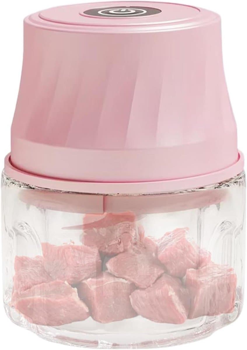 Voedsel Hakker - Keukenmachine Groente - Maaltijden Bereiden - Oplaadbaar Draadloos - 350ml - Roze — afbeelding 1