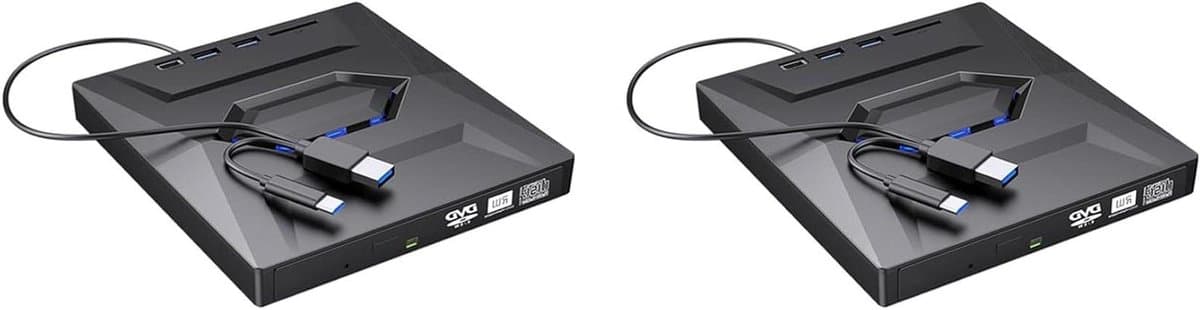 Externe DVD CD Writer - Dvd-station Brander - Bestanden Archiveren - Type C USB 3.0 - 2 Stuks - Zwart — afbeelding 1
