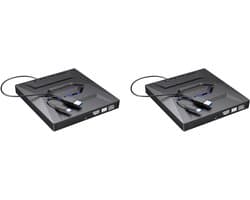 Externe DVD CD Writer - Dvd-station Brander - Bestanden Archiveren - Type C USB 3.0 - 2 Stuks - Zwart