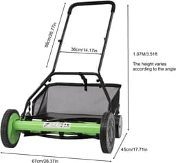 Handgrasmaaier - Rolmaaier Cilindermaaier - Gazon Onderhouden - Scherpe Mangaanstalen Messen - 25 cm Maaibreedte - Groen Zwart — thumbnail 5