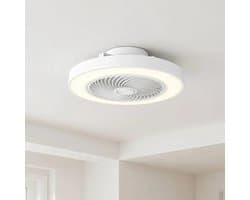 Plafondventilator Fiato Ø 50 cm - metalen ventilator - ventilator voor laag/schuin plafond - top kwaliteit - stil - energie zuinig - 6 snelheden - warm wit licht 2700 Kelvin - 3 step dim - zomer en winter stand - wit — afbeelding 1