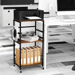 Platenspeler Stand - Platenspeler Meubel - 3 Etages - Verrijdbare Kast met Wielen - Vinyl Opbergsysteem voor LP's - Houten Platenkast - LP Record Holder - Tafel voor Draaitafel - Bijzettafel voor Woonkamer, Slaapkamer & Kantoor — thumbnail 2