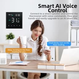 Slimme Thermostaat - Verwarming Regelaar - Energie Besparen - App en Spraakbesturing - 8.6 x 8.6 cm - Zwart — thumbnail 4