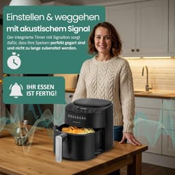 Digitale Heteluchtfriteuse - Airfryer XL - Gezond Frituren - 8 Programma's - 45 Liter - Mat Zwart — thumbnail 2