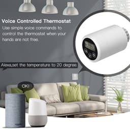 Slimme Radiatorknop - Thermostaatkraan Digitaal - Verwarming Regelen - App en Spraak Bediening - 5-35 Graden - Wit — thumbnail 5