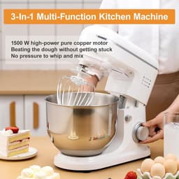 Keukenmixer - Keukenmachine - Bakken en Maken - 6 Liter Kom - 6 Snelheden - Zilver — thumbnail 3