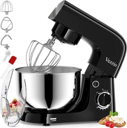 Vezzio Blender, 4,5 liter, 1500 W, 10 snelheden, keukenmachine om te bakken (zilver) (zwart) — thumbnail 1