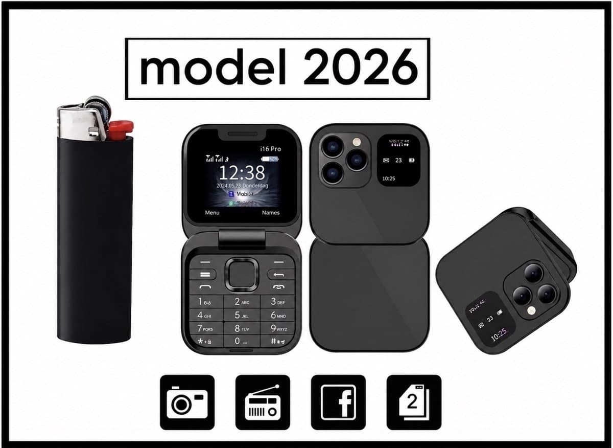 Kleine Opvouwbare Mobiele Telefoon GSM Facebook Fm Radio Mini Flip Telefoons 2 Card HD Camera — afbeelding 1