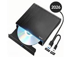 Externe DVD Speler met USB 3.0 en Type-C - Draagbare DVD/BD/CD Speler voor Laptop en PC