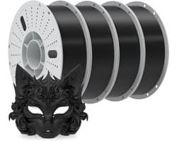 3D Print Filament - Zijdeachtig PETG Materiaal - Modelbouw Projecten - Grote 4kg Spoel - 1.75mm Diameter - Glanzend Zwart