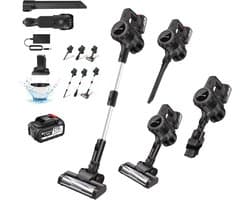 Steelstofzuiger Draadloos - 200W Krachtige Stofzuiger Zonder Zak - 40 min gebruikstijd - Zuigkracht 15000 PA - HEPA Filter - Extreme Zuigkracht - Zwart