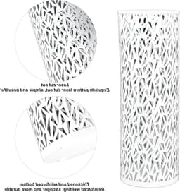 Stijlvolle Vrijstaande Metalen Paraplu Houder met Open Ontwerp voor Thuis, Hotel en Kantoor Decoratie (Wit) — thumbnail 3