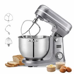 Sello! keukenmachine - krachtige stille motor – deeg kneden – mixer – kloppen – 6 snelheden – 1200 watt – 6 liter – grijs — thumbnail 1