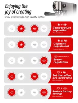 Halfautomatische Espressomachine-19 Bar Druk-Professionele Programmeerbare Functies-Optionele Programmabereik-Krachtig Stoomsysteem-Thermo Spiraal Verwarming Systeem & Warme Kopjes Functie — thumbnail 3