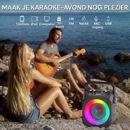Karaoke Set met 2 Microfoons Draadloos & Krachtig Geluid - Karaoke Microfoon Bluetooth Speaker Met LED Verlichting - Karaoke Set voor Volwassenen Draagbaar & Compact Design – Ideaal Voor Feestjes en Thuisgebruik | Met Lichteffecten — thumbnail 2