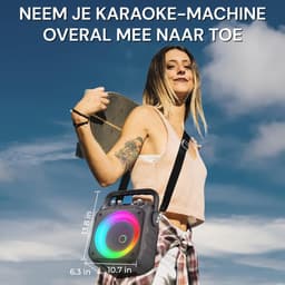 Karaoke Set met 2 Microfoons Draadloos & Krachtig Geluid - Karaoke Microfoon Bluetooth Speaker Met LED Verlichting - Karaoke Set voor Volwassenen Draagbaar & Compact Design – Ideaal Voor Feestjes en Thuisgebruik | Met Lichteffecten — thumbnail 5