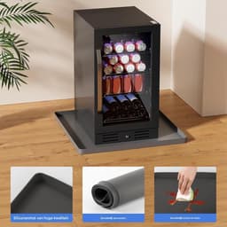 Mini Koelkastmat - Opvangbak Wasmachine - Vloer Beschermen - Antislip Absorberend - 60x60x15 cm - Grijs — thumbnail 5