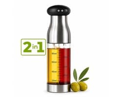 2-in-1 Olijfolie Sprayer 470ml – Vernieuwde Versie – Olie Sprayfles Glas – Olieverstuiver / Oliefles – Airfryer Accessoires – Voor BBQ, Keuken & Bakken