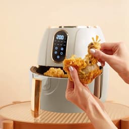 Heteluchtfriteuse - Olievrije Frituurpan - Gezond Koken - Voedselveilig Materiaal - 4 Liter - Wit — thumbnail 5