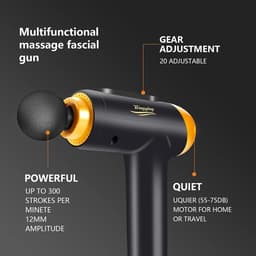 Massagepistool - Spierontspanning Apparaat - Herstel na sport - 20 snelheden 6 koppen - 6 uur batterij - Zwart Goud — thumbnail 2
