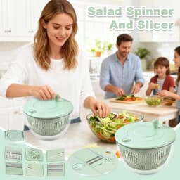 Slacentrifuge Set - Keukenmachine Groente - Maaltijd Voorbereiding - Multifunctioneel Keukenhulpmiddel - 23.5 cm - Lichtgroen — thumbnail 3