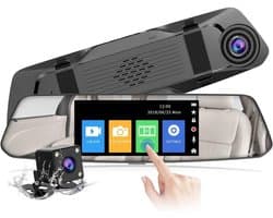 5-inch Full HD 1080P achteruitkijkspiegel dashcam – Waterdichte camera's Geschikt voor en achter – Groothoek – 2.5D anti-reflecterend glas