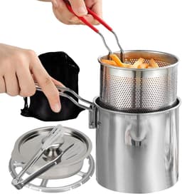 Mini Friteuse - Keukenset - Thuis Frituren - Roestvrij Staal - 1.2 Liter - Zilver — thumbnail 1