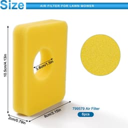 6 stuks 799579 Vervangend luchtfilter – 799579 Schuimfilter voor luchtfilterhuis – Luchtfilter 799579 voor grasmaaiers – Compatibel met Briggs & Stratton 590581 08P502 08P602 09P602 — thumbnail 4