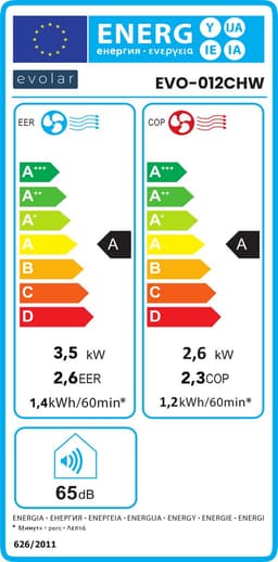 Evolar Mobiele Airco - 12000 BTU - Koelen & Verwarmen - WiFi - App & Afstandsbediening - Airconditioner - met Afvoerslang - Slaapkamer, Woonkamer, Kantoor - EVO-012CHW — thumbnail 2