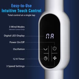 Aigostar Statiefventilator - Staande Ventilator met Afstandsbediening - 3 Snelheden - in Hoogte Verstelbaar - 7 bladen - Stille Ventilator - 50W - Wit — thumbnail 4