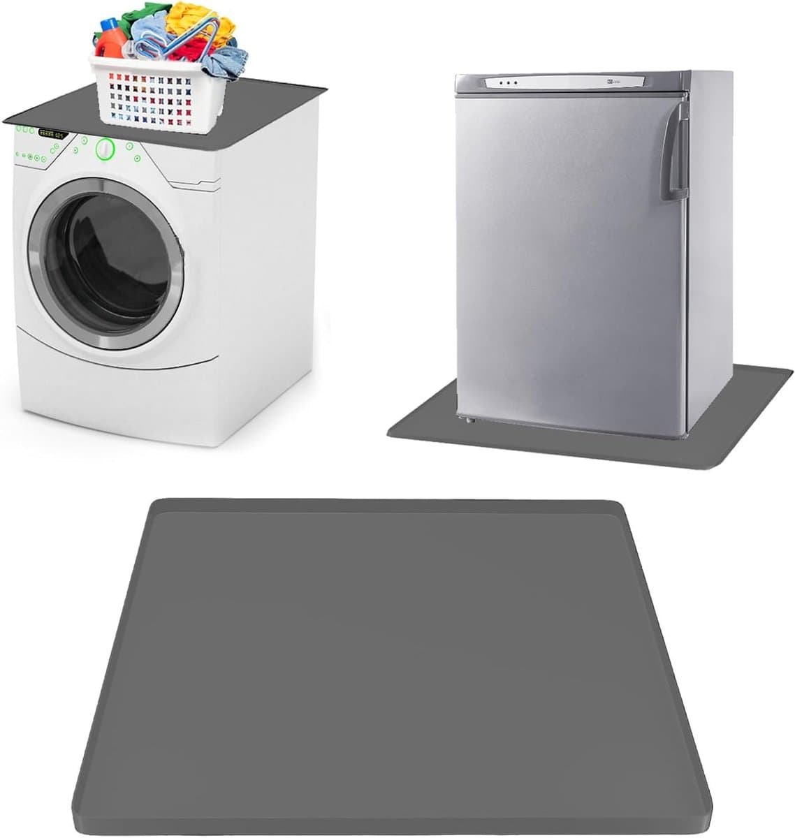Siliconen Drupbak voor Wasmachine en Koelkast, 60 x 60 cm, Herbruikbare Vloermat, Vloerbescherming, Grijs, Ideaal voor Koelkasten en Vrijstaande Apparaten — afbeelding 1